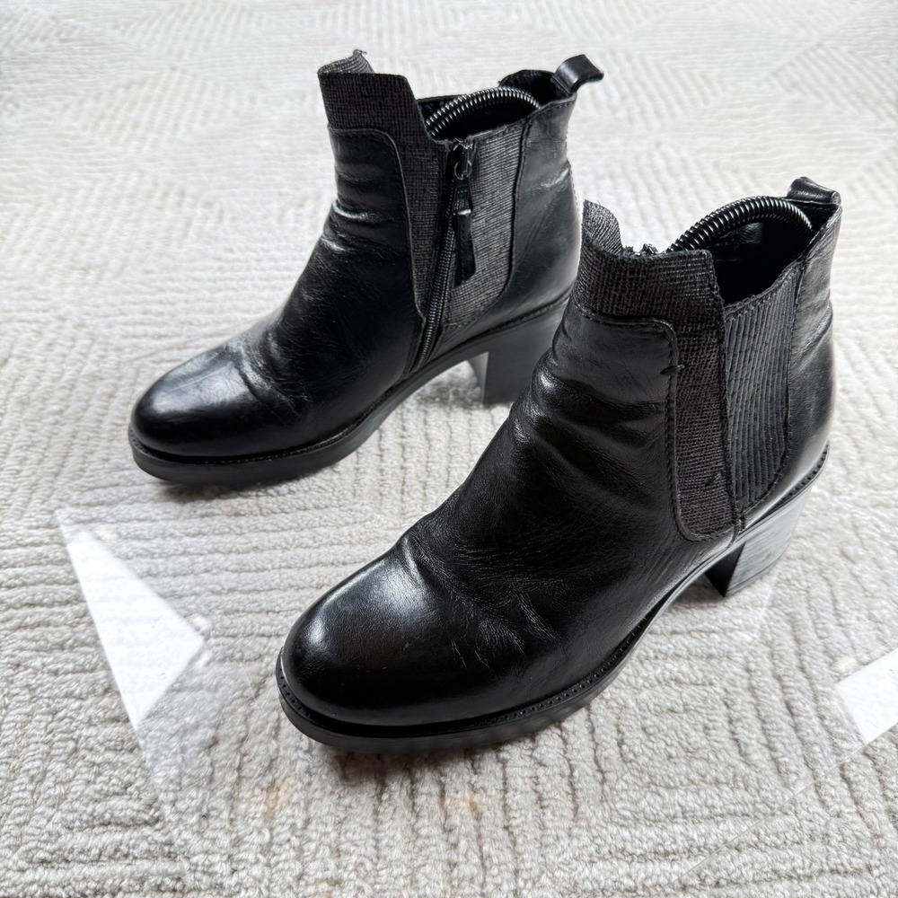 Cinti Ankle Boots Womens 38 Black Leather Side Zip Italian Vera Pelle Moto Goth